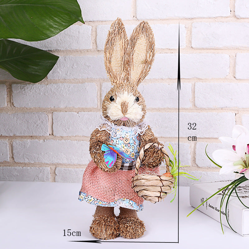 Simulation Papyrus Easter Rabbit Decoration Home Shopping Mall Garden Decoration European Fairy Tale Rabbit Decorations