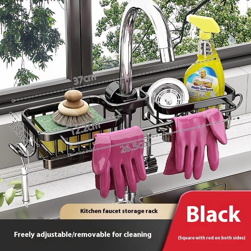 Alumimum Racks Hanging On A Faucet Kitchen Dishwashing